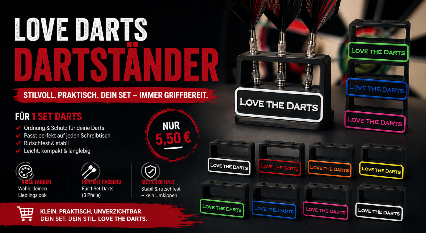 LOVE THE DARTS Dartständer für 1 Set Darts (3 Pfeile)